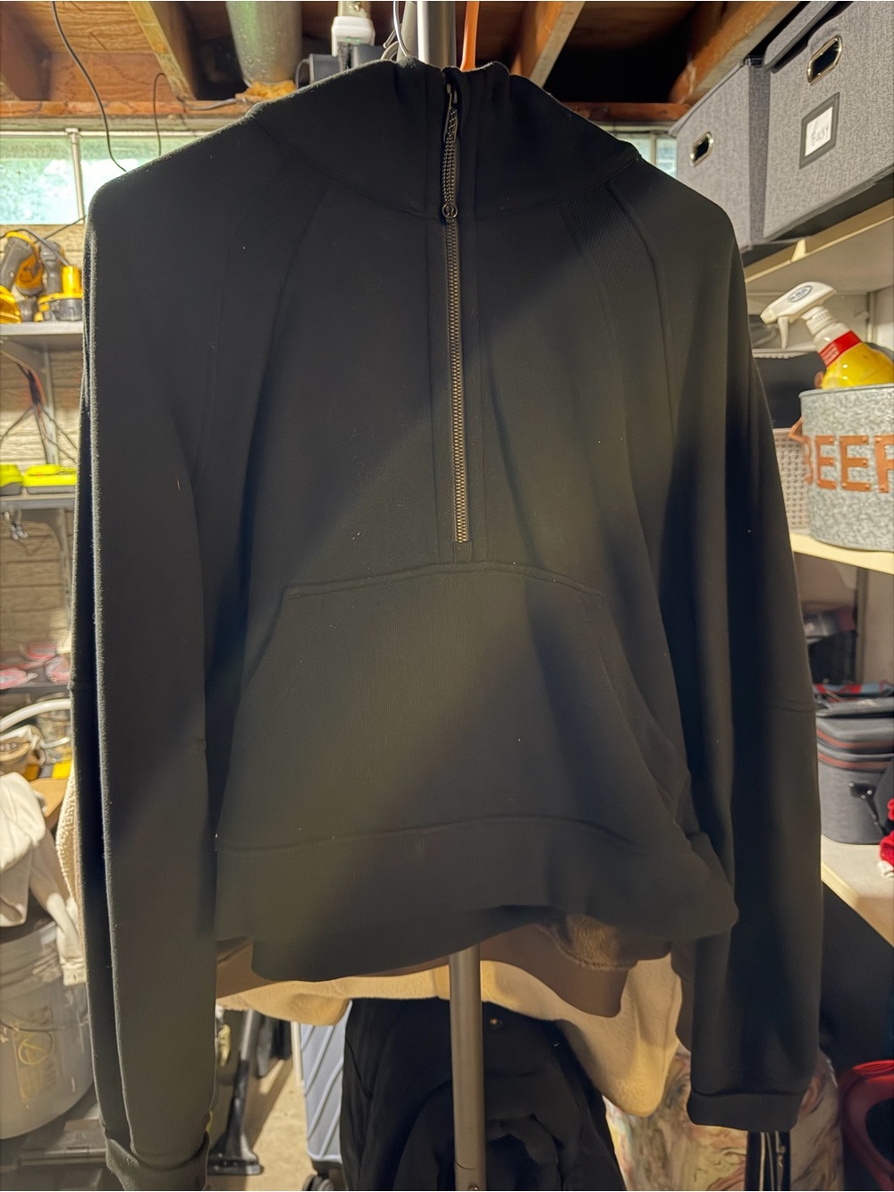 Black Half-Zip Women's Hooded Sweatshirt